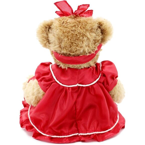 10" Oitscute Red Small Teddy Bear with Cloth Stuffed Animal Soft Plush Toy - Picture 4 of 6